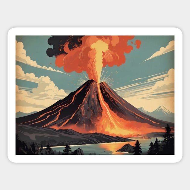 Retro Volcano Eruption Sticker by Perspektiva